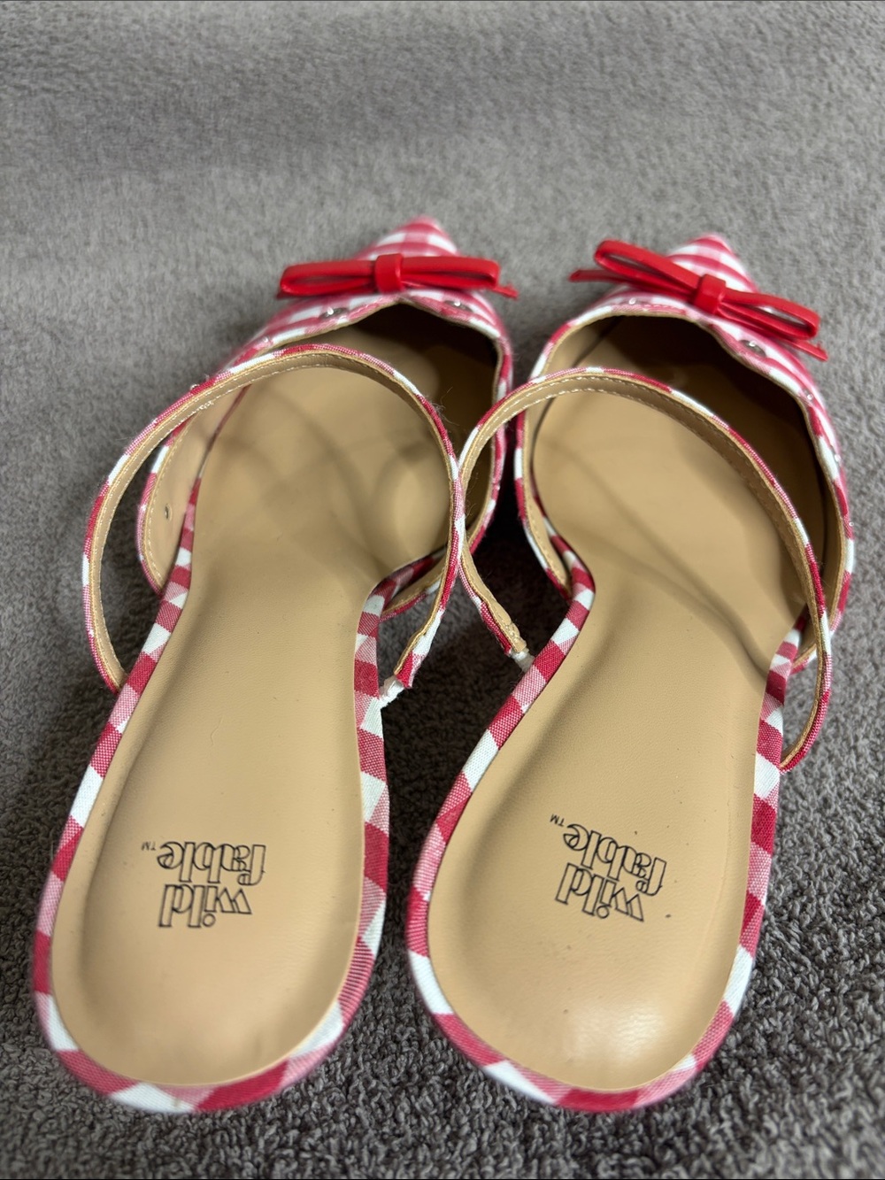 wild fable Red and White Gingham Pointed Slingback Flats with Bow - Picture 5 of 5